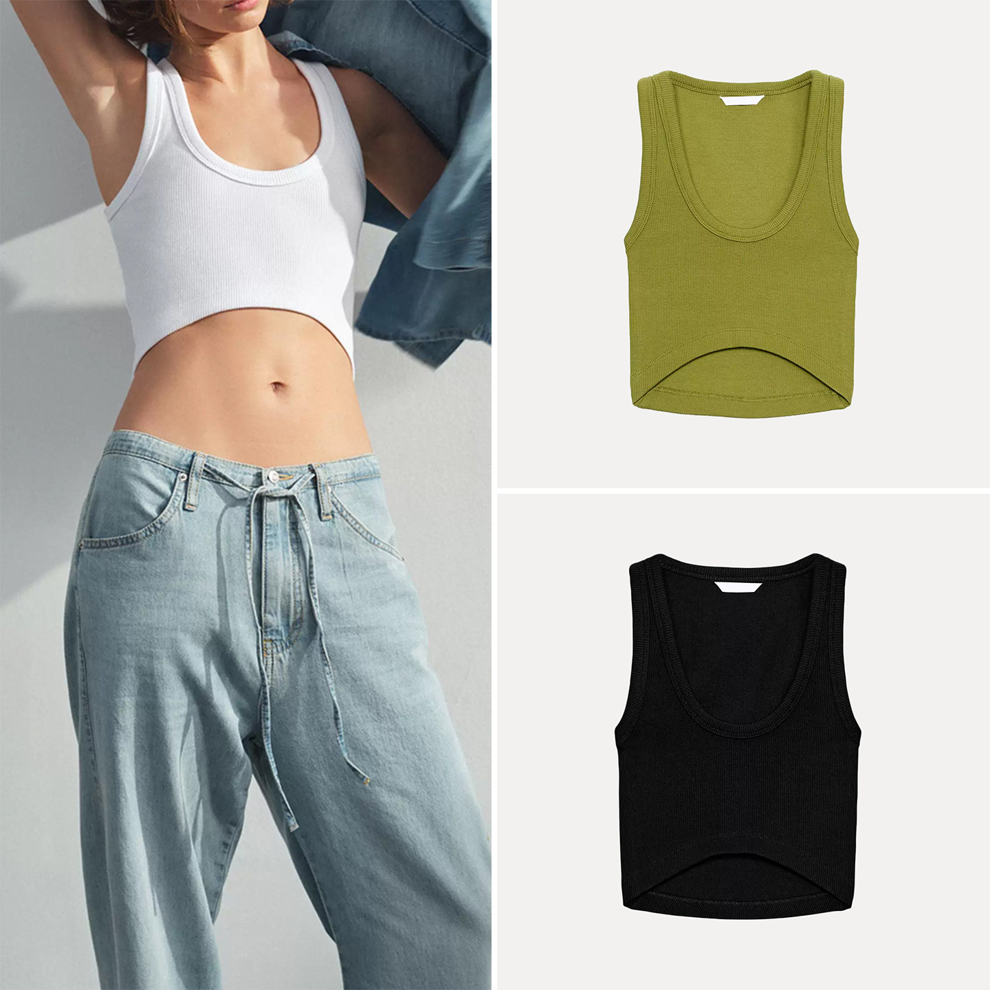 Summer Clothing Options - Fashionable Sleeveless round Neck Ribbed Short