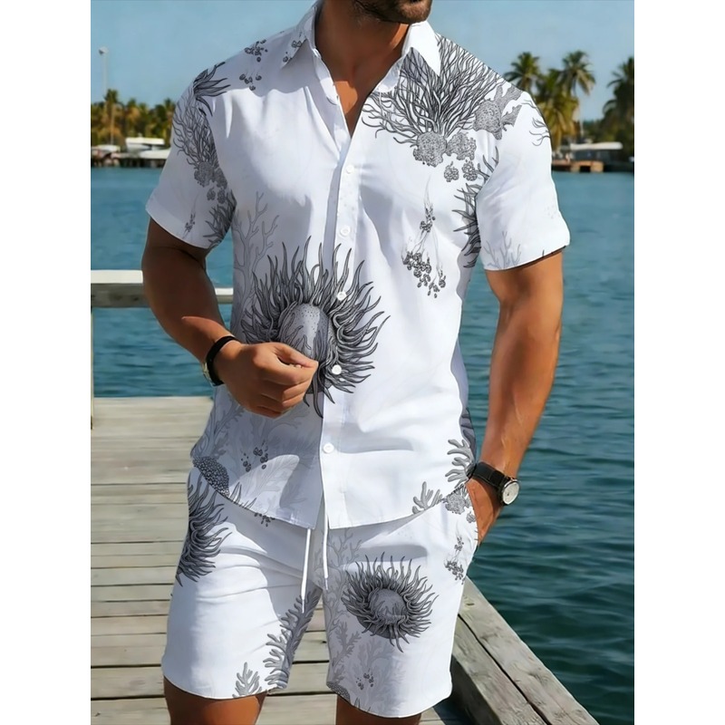 Beach Shirt Hawaiian - Men's Floral Hawaiian Shirt & Shorts