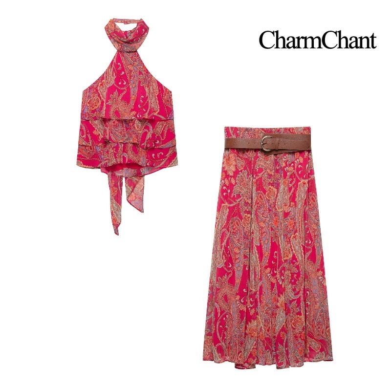 Summer Clothing Accessories - CHARMCHANT Women's Paisley Print Halter Neck