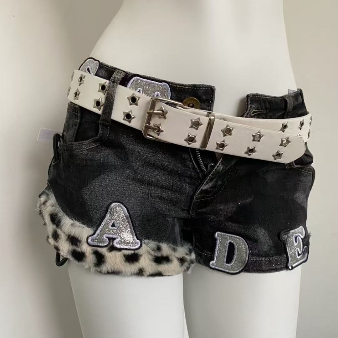 Summer Clothing Y2K - Y2k Embroidered Patch Denim Shorts Woman