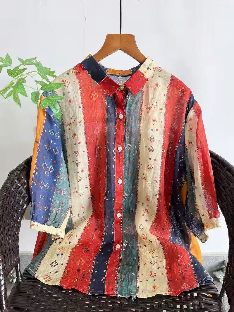 Summer Clothing Japan - Bohemian 100% Ramie Shirts and Blouses