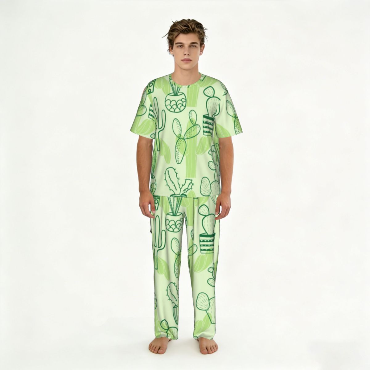 Summer Clothing Patterns - Men Pajamas Suit Short Sleeved Long