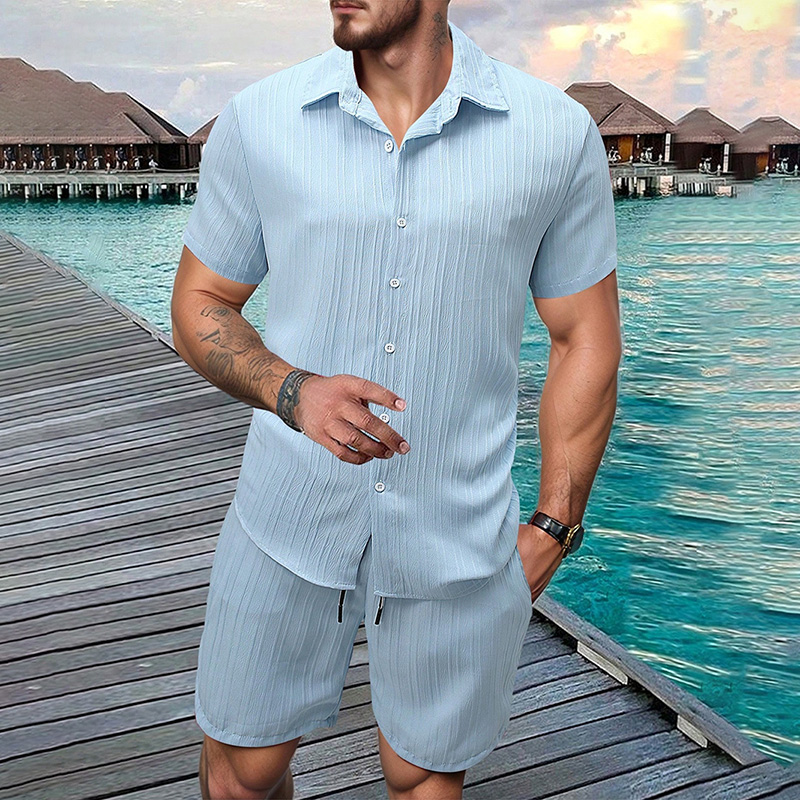 Summer Clothing Line - 2026 New Men Vertical Wrinkle Lapel
