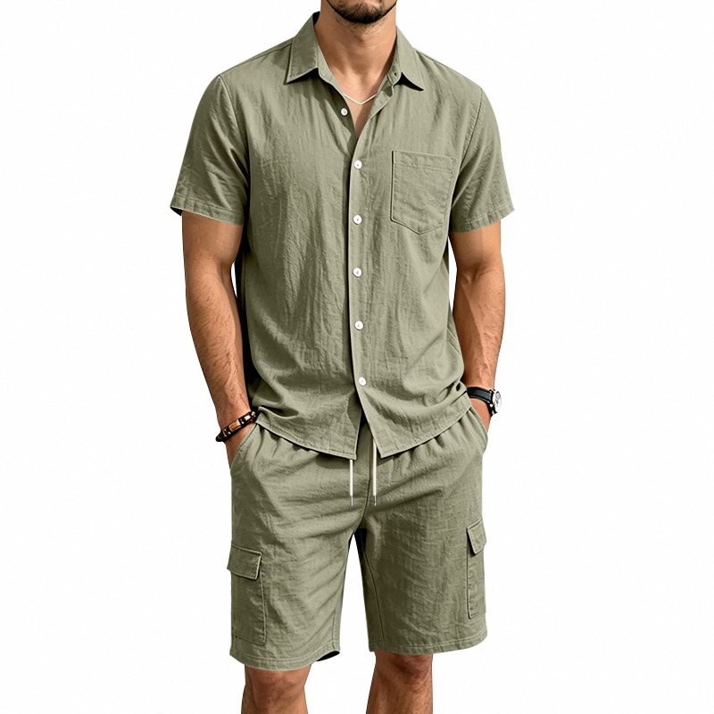 Summer Clothing Line - Men Summer American Linen Two Piece