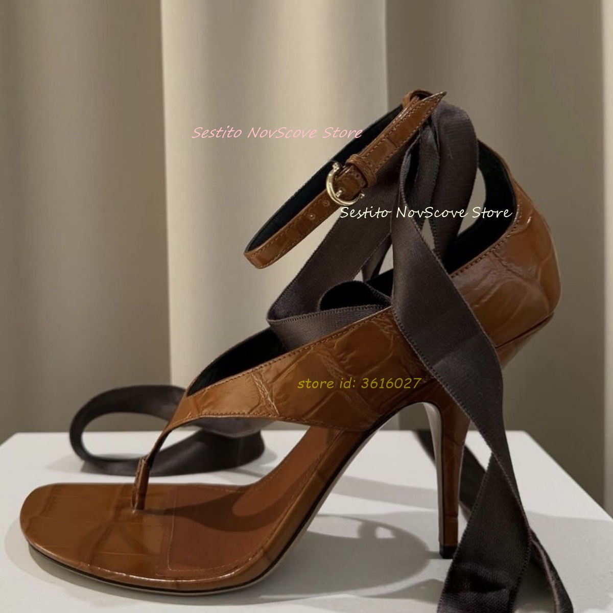 Summer Clothing Items - Brown Open Toe Lace Up Sandals