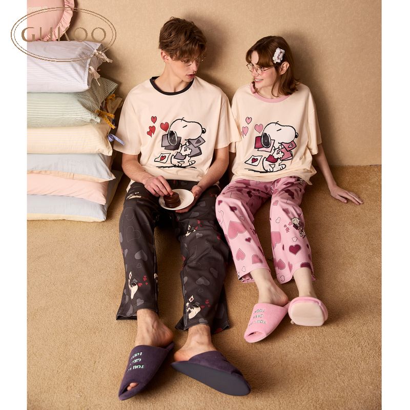 Anime Cute Snoopy Couple Pajam - Summer Away Clothing recension och pris