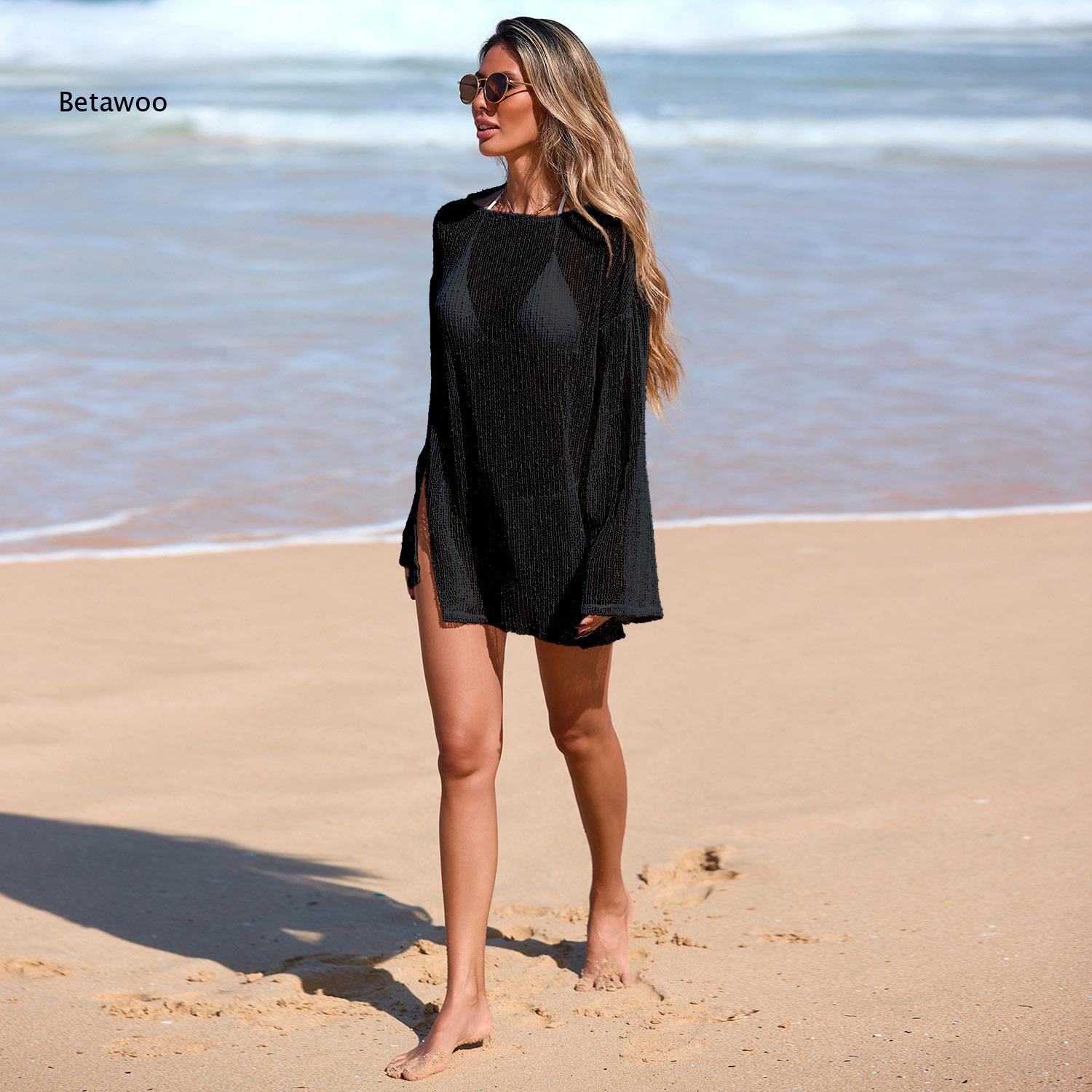 Light Blue Sheer Mesh Swim Cov - Swim Cover Up Mesh recension och pris