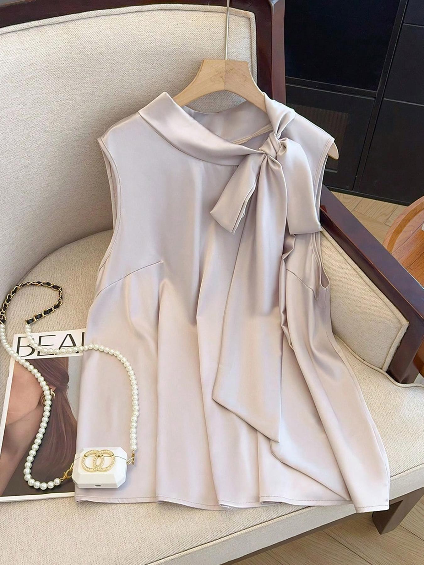【Plus Size】 Solid Color Tie Fr - Summer Clothing For Plus Size Women recension och pris