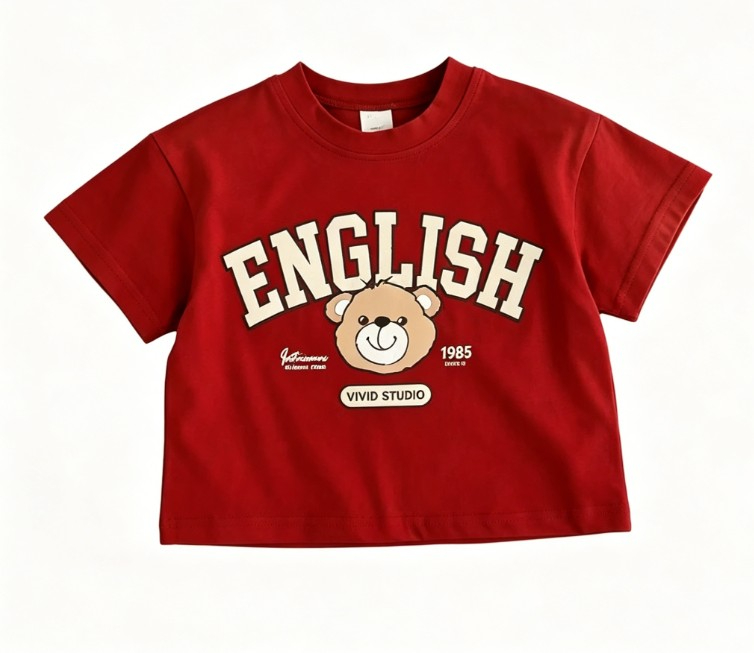 Kids Cute English Bear T Shirt - Summer Clothing Options recension och pris