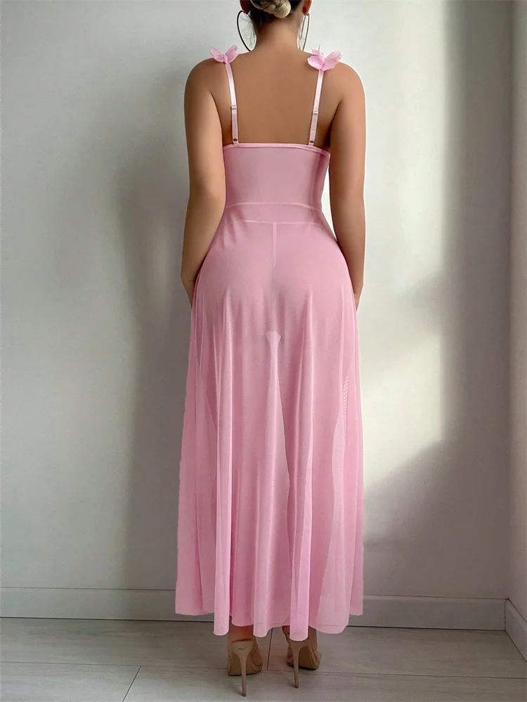 Pink Floral Lace See Through N - Summer Clothing Items recension och pris
