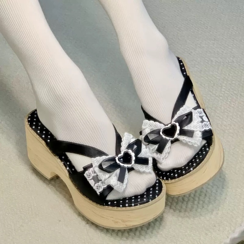 Sweet Bow Wood Grain Thick Bot - Summer Clothing Items recension och pris