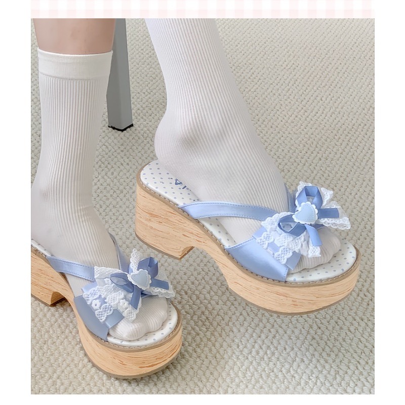 Sweet Bow Wood Grain Thick Bot - Summer Clothing Items recension och pris