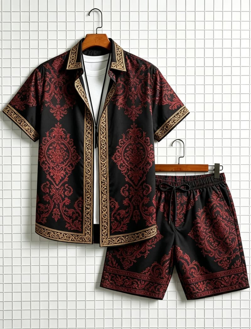 Men's ethnic border printed sh - Summer Clothing Line recension och pris