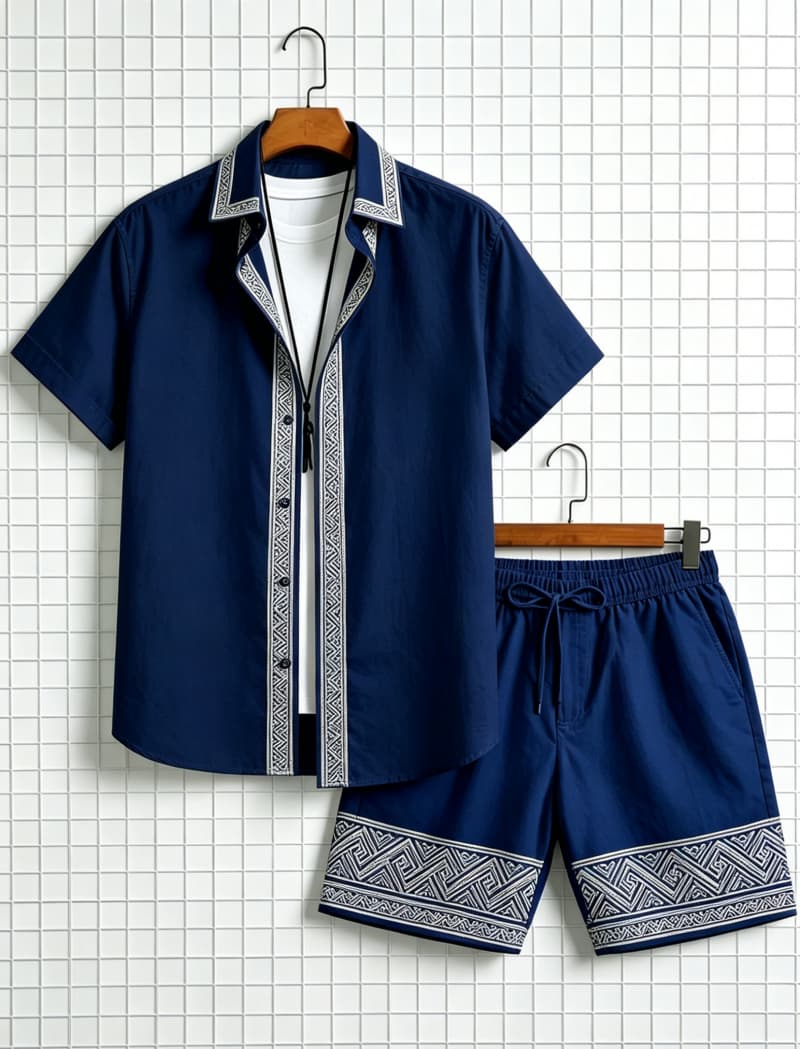 Men's ethnic border printed sh - Summer Clothing Line recension och pris