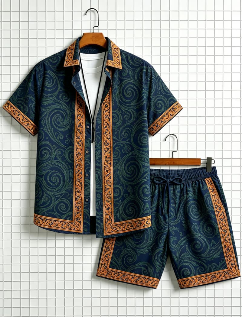 Men's ethnic border printed sh - Summer Clothing Line recension och pris