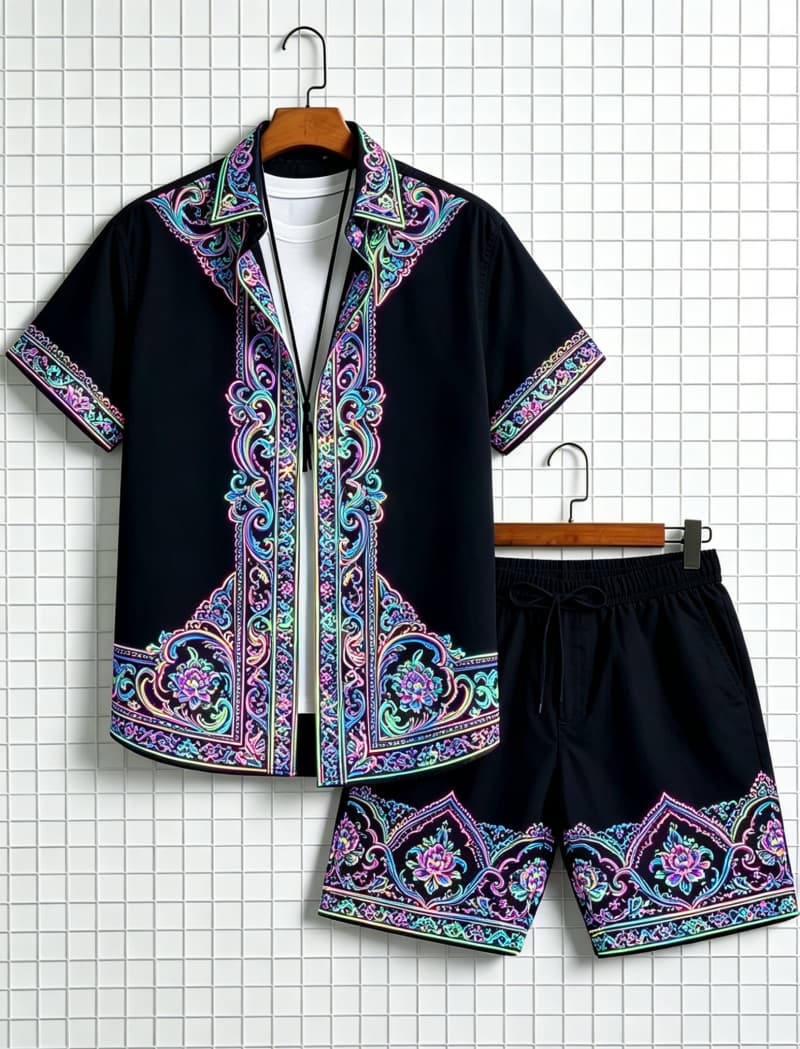 Men's ethnic border printed sh - Summer Clothing Line recension och pris