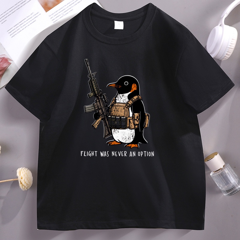 Tactical Penguin Print T-Shirt - Summer Clothing Options recension och pris