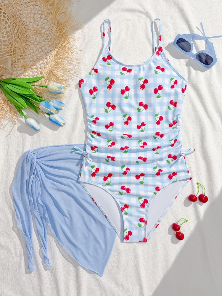 One Piece Girls Kids Swimsuit  - Swim Cover Up Mesh recension och pris