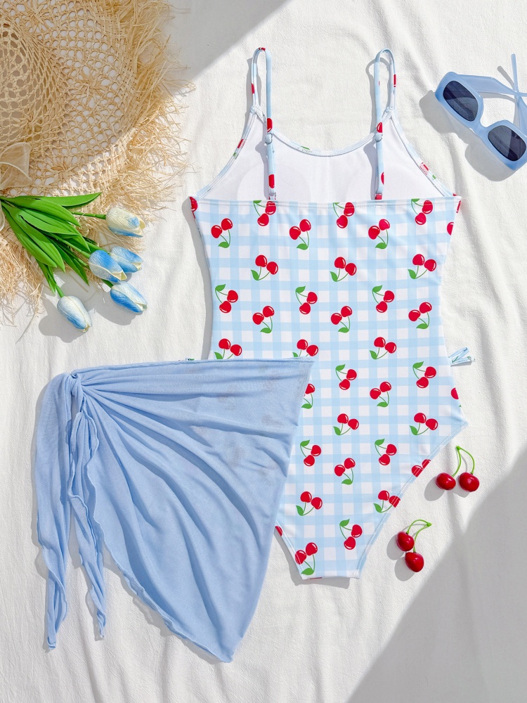 One Piece Girls Kids Swimsuit  - Swim Cover Up Mesh recension och pris