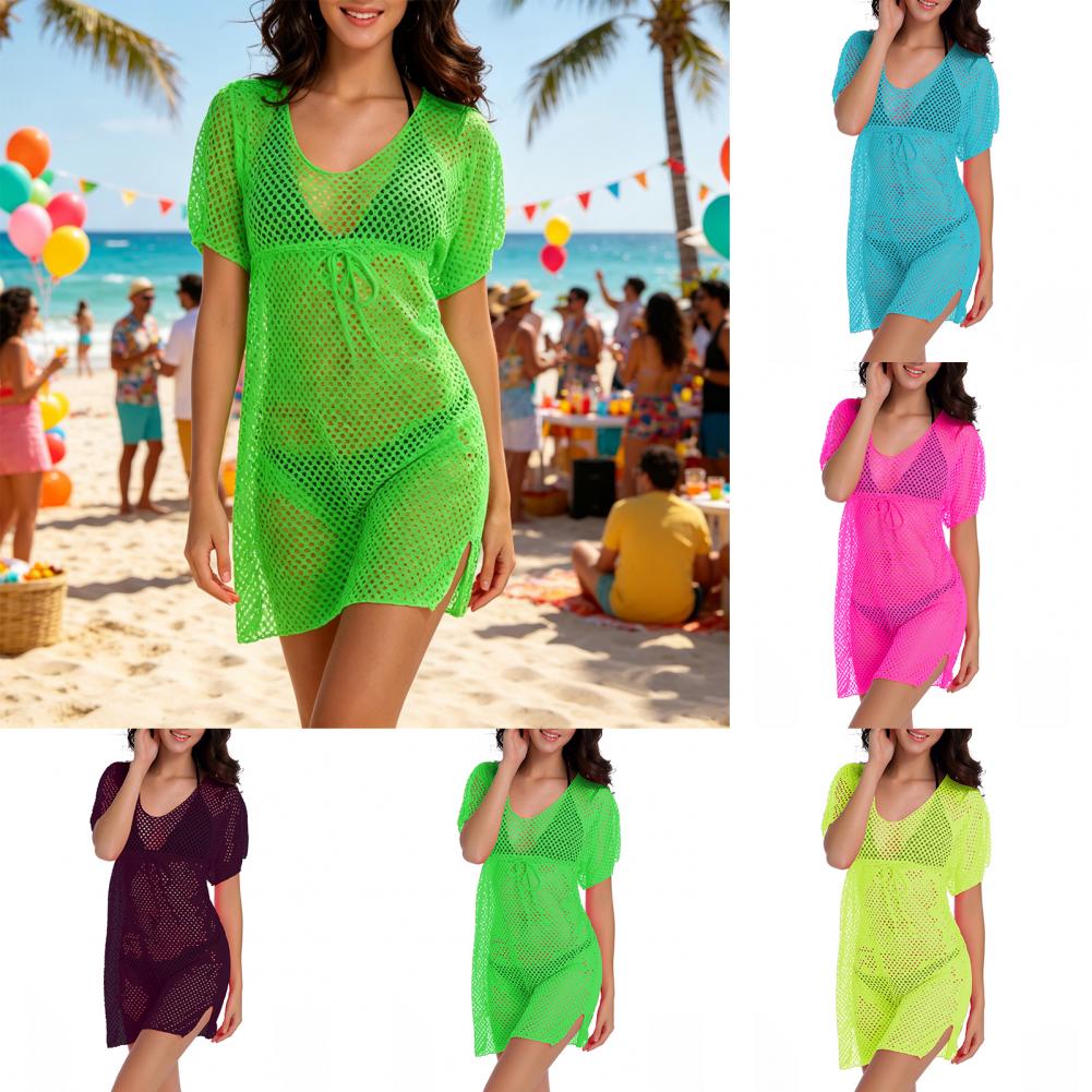 Bikini Cover Up Drawstring Swi - Swim Cover Up Mesh recension och pris