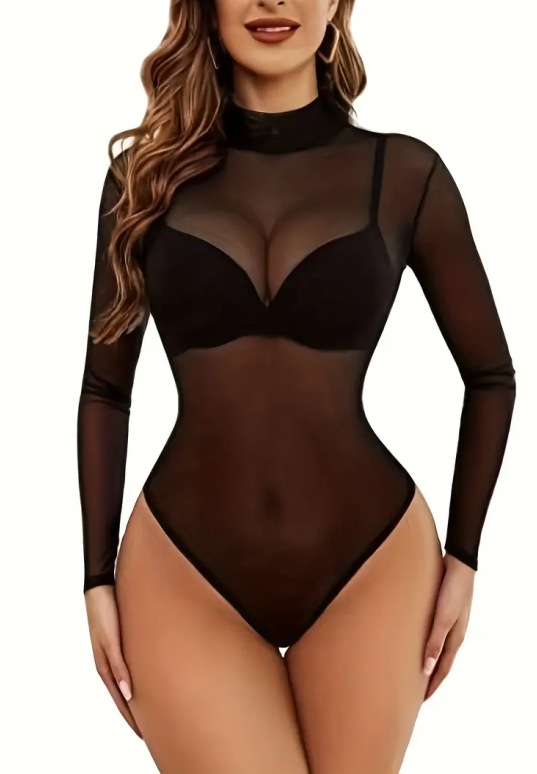 High Elastic Turtleneck Long S - Swim Cover Up Mesh recension och pris