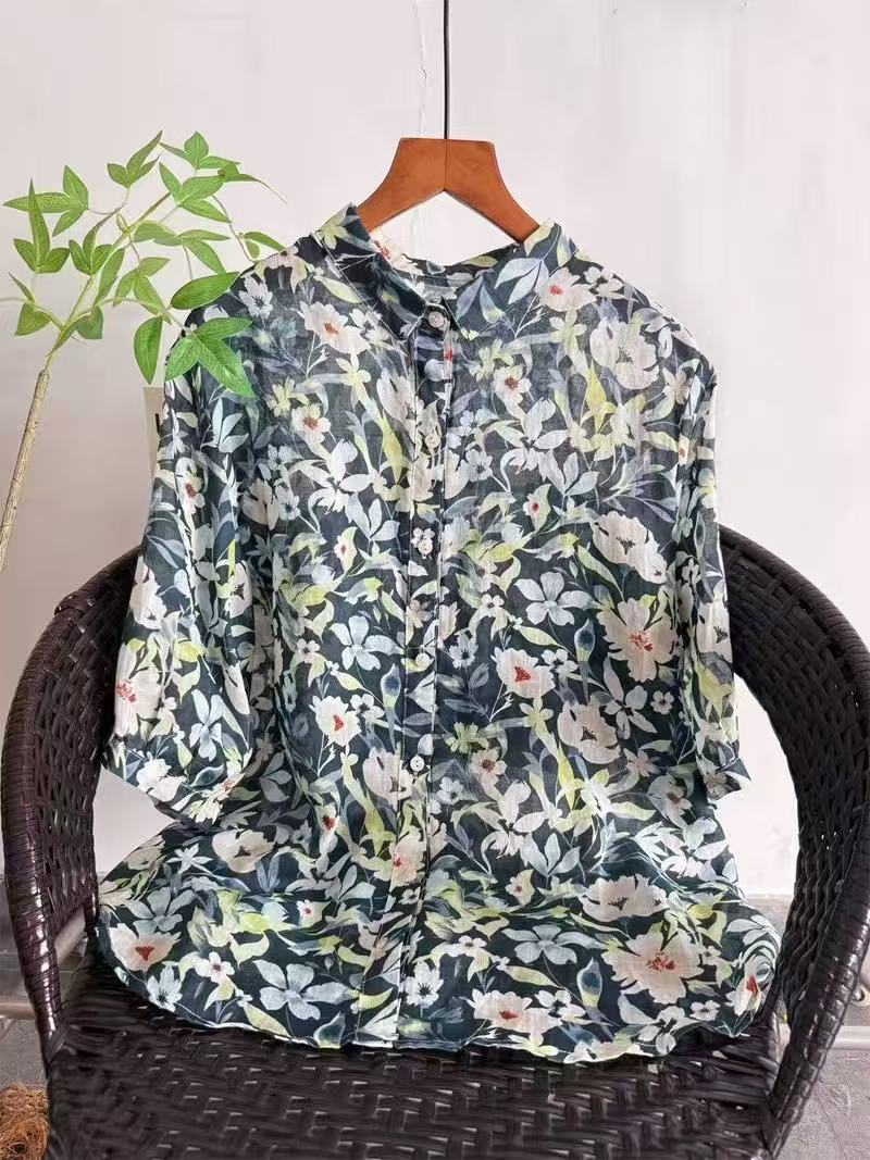 2026 Pure Ramie Print Shirt Wo - Summer Clothing Japan recension och pris