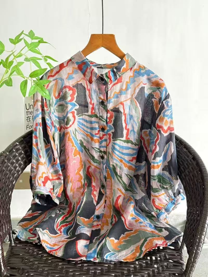 2026 Pure Ramie Print Shirt Wo - Summer Clothing Japan recension och pris