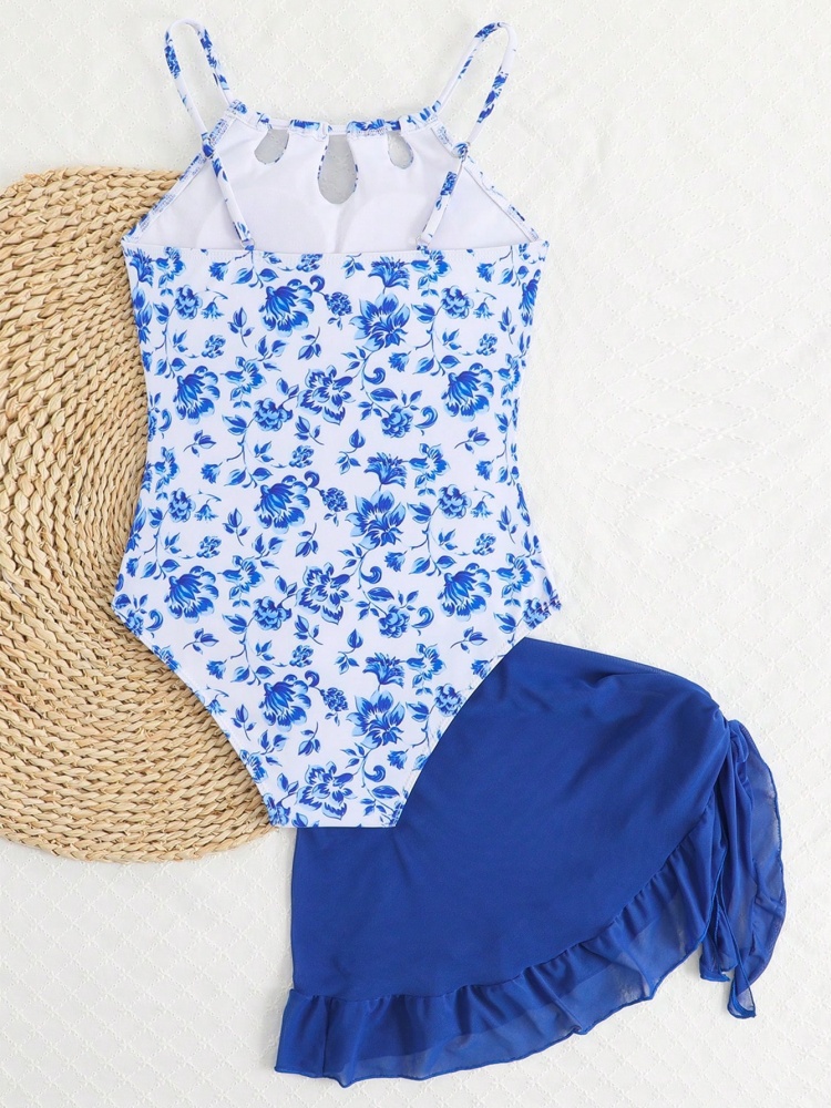 One Piece Girls Kids Swimsuit  - Swim Cover Up Mesh recension och pris